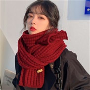 (180CM)( Red wine) all-Purpose Korean style knitting woolen pure color scarf woman autumn Winter student thick lovers C