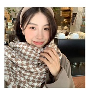 ( khaki) classic houndstooth scarf woman autumn Winter all-Purpose woman student lovers Collar