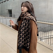 ( khaki)scarf woman  Winter houndstooth classic retro big all-Purpose lovers thick knitting woolen  scarf
