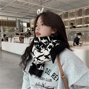 ( Beige)scarf woman  Winter houndstooth classic retro big all-Purpose lovers thick knitting woolen  scarf