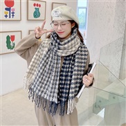 (200*60CM)( Navy blue blue )Korean style houndstoothins scarf woman autumn Winter all-Purpose student shawl warm Collar