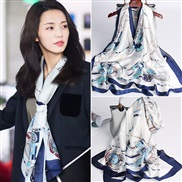(190*90)( blue)Korean style spring summer print silk mulberry silk scarves Sunscreen shawl lady scarf