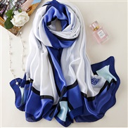 (190*90)( blue)Korean style spring summer print silk mulberry silk scarves Sunscreen shawl lady scarf