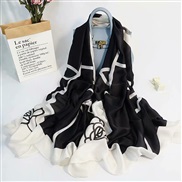 (190*90)( black )Korean style spring summer print silk mulberry silk scarves Sunscreen shawl lady scarf