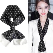 (145CM)(TY )star scarves temperament samll wind brief Korean style black Stripe occupation samll neckerchief