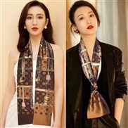 (145CM)(TY )star scarves temperament samll wind brief Korean style black Stripe occupation samll neckerchief