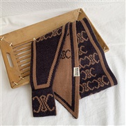(97cm)( brownCC)Korea big scarf style knitting woolen samll scarf warm Collar student scarf woman