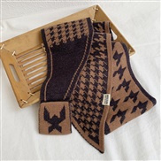 (97cm)( brown)Korea big scarf style knitting woolen samll scarf warm Collar student scarf woman