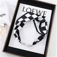 (1353cm)(black and white)diamond wind color Word buckle samll scarves woman necklace buckle scarves belt