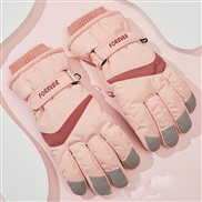 ( pink) Winter lovely lady velvet thick skiing warm glove Korean style fashion