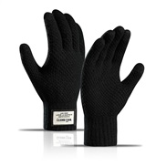 ( black) knitting glove  Autumn and Winter large size man velvet thick Jacquard warm woolen touch screen glove