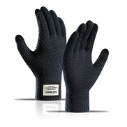 (L)( Navy blue) knitting glove  Autumn and Winter large size man velvet thick Jacquard warm woolen touch screen glove