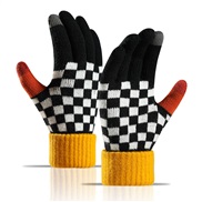 ( black)Winter warm glove student woman wind thick touch screen Stripe lovely velvet knitting glove