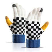( white)Winter warm glove student woman wind thick touch screen Stripe lovely velvet knitting glove