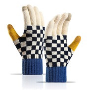 ( blue)Winter warm glove student woman wind thick touch screen Stripe lovely velvet knitting glove