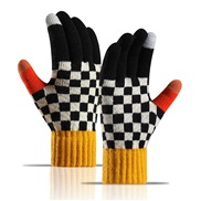 ( yellow)Winter warm glove student woman wind thick touch screen Stripe lovely velvet knitting glove