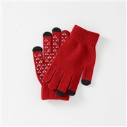 ( red) touch screen glove  man lady autumn Winter Mittens thick velvet warm knitting woolen glove