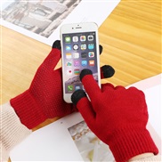 ( red) knitting glove  autumn Winter woolen velvet thick warm multicolor touch screen glove