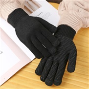 ( black) knitting glove  autumn Winter woolen velvet thick warm multicolor touch screen glove