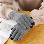 ( gray) knitting glove  autumn Winter woolen velvet thick warm multicolor touch screen glove