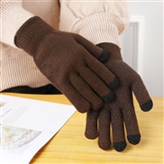 ( Brown) knitting glove  autumn Winter woolen velvet thick warm multicolor touch screen glove