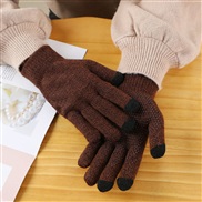 knitting glove  autumn Winter woolen velvet thick warm multicolor touch screen glove