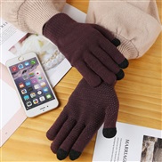 ( purple ) knitting glove  autumn Winter woolen velvet thick warm multicolor touch screen glove