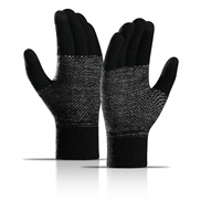 ( black)knitting glove Autumn and Winter man velvet thick warm touch screen Outdoor woolen knitting glove