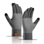 ( gray)knitting glove Autumn and Winter man velvet thick warm touch screen Outdoor woolen knitting glove