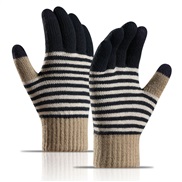 ( Navy blue)knitting glove woman  Double layer velvet thick touch screen mitten Outdoor warm glove