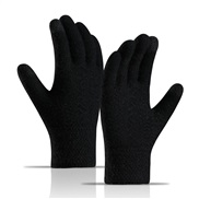 ( black)knitting glove  autumn Winter woman style Double layer velvet thick touch screen Outdoor warm glove