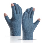 (sky blue )knitting glove  autumn Winter woman style Double layer velvet thick touch screen Outdoor warm glove
