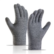 ( gray)knitting glove  autumn Winter woman style Double layer velvet thick touch screen Outdoor warm glove