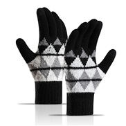 ( black)knitting glove man woman autumn Winter velvet thick touch screen mitten warm glove