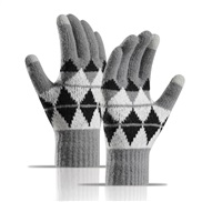 ( Dark grey)knitting glove man woman autumn Winter velvet thick touch screen mitten warm glove