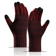 ( Red wine)touch screen glove  Winter man velvet glove warm woolen knitting glove