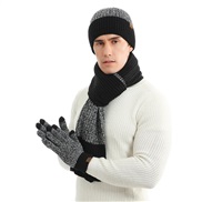 (black and white) Autumn and Winter thick warm fashion knitting man woman  scarf glove three  gift