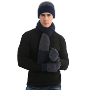 ( Navy) Autumn and Winter thick warm fashion knitting man woman  scarf glove three  gift