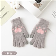 ( Lilac colour)lovely cat claw touch screen warm glove  lady autumn Winter velvet woolen knitting glove