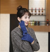 ( blue)OO Winter glove  man thick velvet Outdoor warm lady woolen touch screen knitting glove