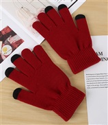 ( Dull red)OO Winter glove  man thick velvet Outdoor warm lady woolen touch screen knitting glove