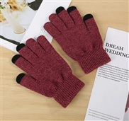 (  purplish red)OO Winter glove  man thick velvet Outdoor warm lady woolen touch screen knitting glove