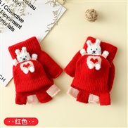 ( red) glove child Winter wind half lovely cartoon velvet warm knitting glove