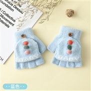 ( blue)child glove Winter warm Korean style lovely cartoon knitting half