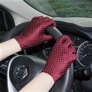 (Free Size )( circle point Red wine)summer thin style Sunscreen glove high elasticity man woman wedding watch-face glove