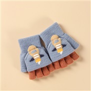 (Children /students 5-12)(sky blue )glove warm child Winter student lovely half knitting velvet samll glove
