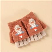 (Children /students 5-12)( Brown)glove warm child Winter student lovely half knitting velvet samll glove