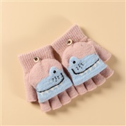 (Children /students 5-12)( Pink)glove warm child Winter student lovely half knitting velvet samll glove