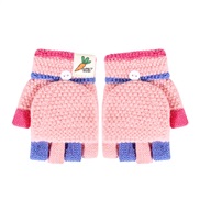 (Children /students 5-12)( Pink )glove warm child Winter student lovely half knitting velvet samll glove