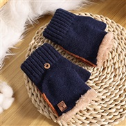 ( Navy blue)glove man Winter velvet half velvet Word knitting glove Winter warm